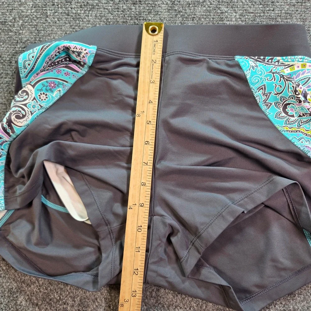 Athleta Swim Shorts Womens Small Grey Paisley Board Shorts Built-in Liner Active